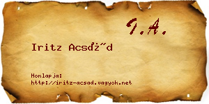 Iritz Acsád névjegykártya
